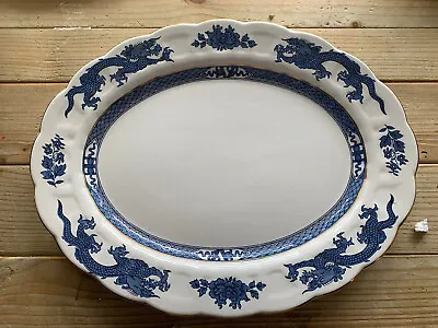 Buy Booths Silicon China Large Oval Platter Blue Dragon  Pattern To Rim • 30£