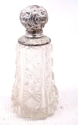 Buy Antique Hallmarked STERLING SILVER Lidded & Cut Glass Perfume Bottle -H73 • 9.99£