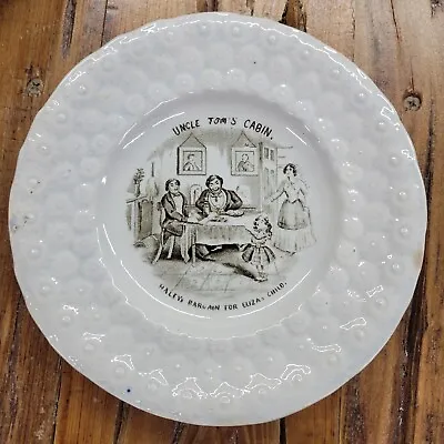 Buy Antique Childs Plate Uncle Toms Cabin Staffordshire Transferware Daisy Relief 7  • 95.95£
