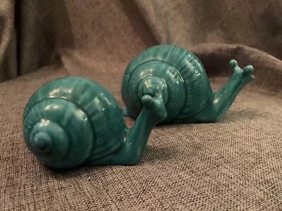 Buy Anglia Pottery Snails Vintage Ceramic Snail Marked Pair Turquoise • 45.99£