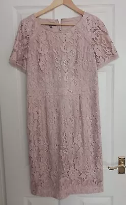 Buy Laura Ashley Fully Lined Dusky Pink Short Sleeved Lace Dress • 8.50£