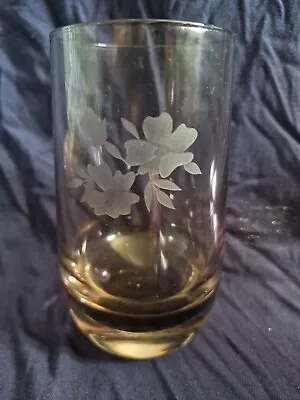 Buy Vintage CAITHNESS Flower Etched Art Glass Large Vase Smoked Peat Signed 6  • 12£