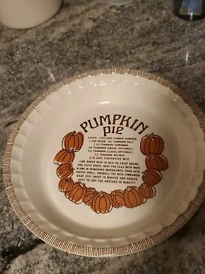 Buy Vintage Royal China By Jeannette Country Harvest Pumpkin Pie Pan Plate W/ Recipe • 16.03£