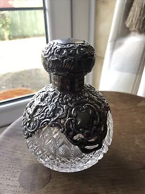Buy Large Antique Sterling Silver Cut Glass Scent Perfume Bottle • 50£