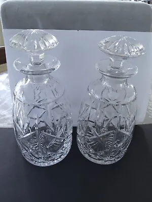 Buy Two Stuart Crystal Decanters , Mushroom Stoppers , Star Cut Bases • 50£