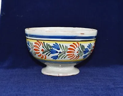 Buy Rare 19thc Antique Quimper Folk Art Tin Glaze Cafe Bowl Traditional Floral • 45£