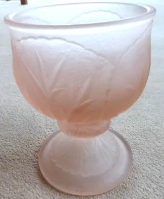 Buy Frosted Glass, Vintage, Pink, Pedestal Vase Or Bon Bon Dish 12cms. High. • 6.99£