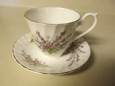 Buy Vtg Royal Sutherland Hm Fine Bone China England Teacup & Saucer Purple Flowers! • 2.79£