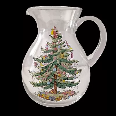 Buy Spode LARGE Glass Pitcher Christmas 6 Qt Tree 96 Oz Christmas Holiday Vase Jug • 43.78£