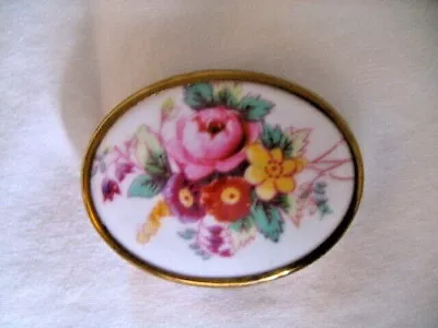 Buy Vintage Royal Worcester Bone China #51 L Mark Pin Brooch Floral • 8.49£