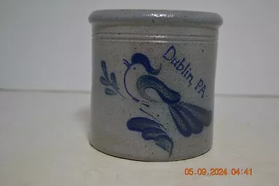 Buy Rockdale Pottery Stoneware Salt Glazed Blue Decorated Dublin PA Bird Crock • 38.35£