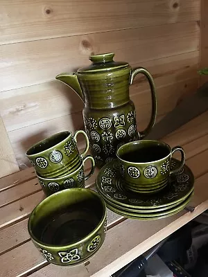 Buy Vintage Lord Nelson 1970s Pottery Coffee/Tea Set Celtic Green Pattern 9 Pieces • 15£