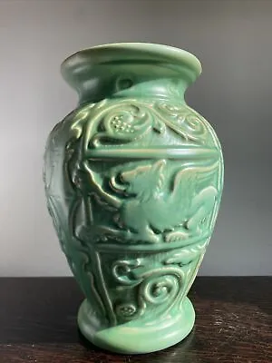 Buy Vintage 1940s Moulded Burleigh Ware Vase With Griffin / Dragon  Green. MCM • 29£