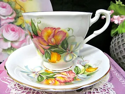 Buy ROYAL Standard Tea Cup And Saucer Sweet Pea Pattern Ribbon Bow Teacup England  • 37.89£