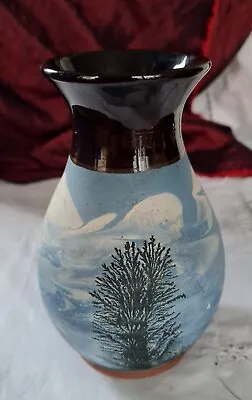 Buy Boscastle Pottery Vase Roger Irving 17cm Trees Blue Landscape Studio Art Pottery • 12£