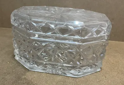 Buy Cut Glass Lead Crystal Trinket Dish, Bowl : Octagonal Thick Heavy Glass With Lid • 22£