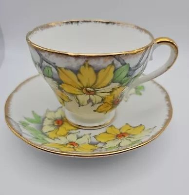 Buy Vintage Salisbury China Clematis Tea Cup And Saucer Yellow Flowers Handpainted  • 10£