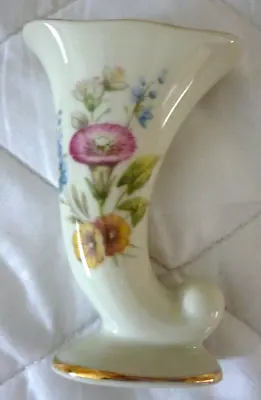 Buy Vase ROYAL BAVARIA KM Germany Art Pottery White  Floral Horn Shaped 9cm Tall • 3.99£
