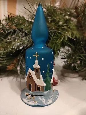 Buy Collectable Small Glass Bell Hand Painted Christmas Church Scene  • 12£