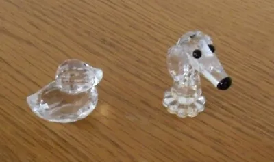 Buy Vintage Clear Glass Crystal Miniature Dog & Lucite Duck Figurines  4 & 3 Cm Tall • 4.95£