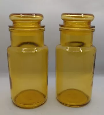 Buy Vintage Amber Glass Storage Jars, Yellow Glass Coffee Tea Sugar Jars • 15.99£