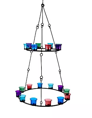 Buy Tea Light Chandelier (Double Tier) Multi Coloured Glass By Bell Tent Boutique • 47.99£