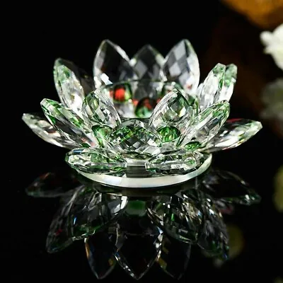 Buy Desktop Adornment Clear Crystal Glass Candle  Holder Candlestick Lotus Flower • 9.08£