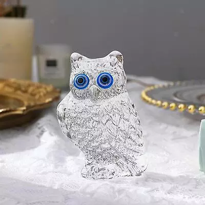 Buy Animal Statue Handmade Centerpiece Shelf Living Room Crystal Art Owl Ornament • 10.84£
