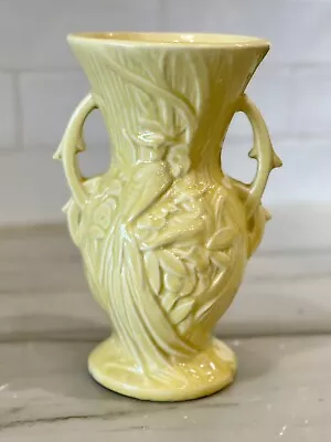 Buy McCoy Vintage Pottery Yellow Bird Of Paradise Vase Double Handle 8  MCM 1940s • 31.64£