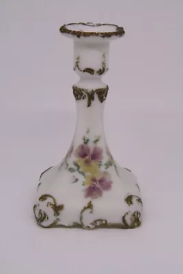 Buy EAPG Milk Glass Candle Holder Gilded Violets Gillinder & Sons Victorian Antique • 35.03£