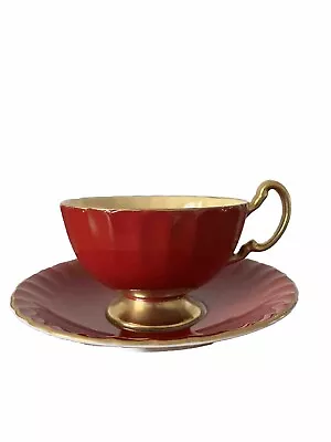 Buy Aynsley Orchard Fruits Crimson Cup And Saucer Signed Vgc • 38£