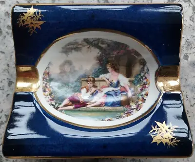 Buy Carlton Ware Blue And Gilt Ashtray With Courting Couple Scene • 12£