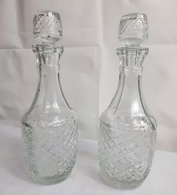 Buy Matching Pair Of Vintage Glass Wine Decanters With Stoppers, Highly Collectible • 5£