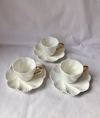 Buy Three Antique Coalport Floral Porcelain Demitasse Cups And Saucers • 38£