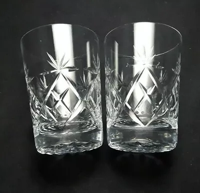 Buy 2x Cut Crystal 10.5cm Whiskey Tumbler Glasses - Vintage • 14£