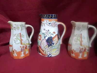 Buy 3 Antique Painted Chinoiserie Masons Style Jugs 19th Century Victorian  • 14.99£