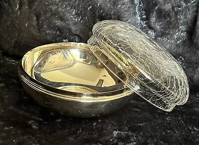 Buy RARE Vetri Murano Art Glass Trinket Crackle Glass Top Silverplate Bowl Bottom • 70.99£