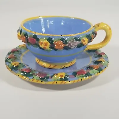 Buy Antique Bitossi Italy Ceramic Della Robbia Teacup And Saucer • 65.46£