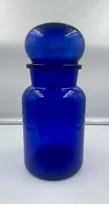 Buy Vintage Cobalt Blue Belgian Glass  Apothecary Lidded Jar Made In Belgium • 19.99£