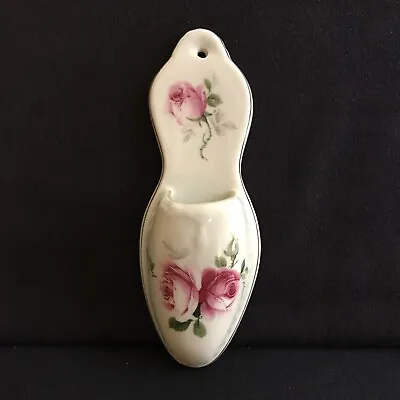 Buy Vintage Ceramic Wall Pocket Vase Rose Floral Porcelain Victorian • 10.29£