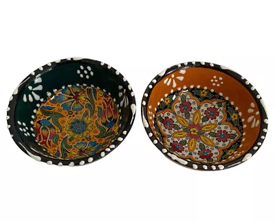 Buy Turkish Hand Made Mini Dip Bowls Hand Painted Colourful Ceramic Set Of 2 • 14.50£