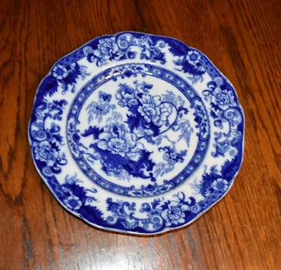 Buy Antique C. 1841 John Ridgway Stone Ware BENTICK Flow Blue Luncheon Plate England • 23.71£