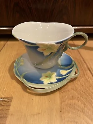 Buy Franz Porcelain Spring Freesia Cabinet Cup & Saucer Signed FZ00030 - Retired • 45£