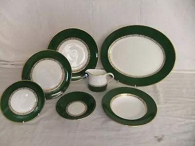 Buy C4 Porcelain Royal Crown Derby - Antigua - Green Gilded Vintage China - 5F2A • 4.99£