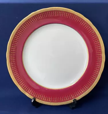 Buy Aynsley Hertford Salad Plates Maroon Red & Gold Set Of 3  #7081  21cm • 29.99£