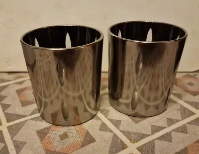 Buy Pair Silver Metal And Glass Tea Light Holders • 4£