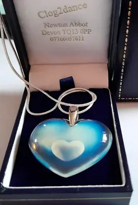 Buy Lalique - Pendant Opalescent Pendant Hues Of Blue Silver Chain Silk Cord  - New • 195£