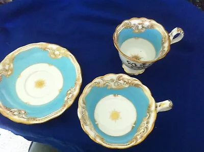 Buy Antique Turquoise Blue Gilded Chamberlain Worcester Tea& Coffee  Cups & Saucer • 75£