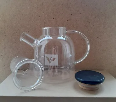 Buy Glass Teapot Glass Or S Steel Infuser. Loose Tea Wooden Lid BLACK FRIDAY SALE • 3.50£