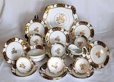 Buy Antique Tuscan China 21 Pc. Tea Set, Black & Gold #8764  C.1920 English. Rare. • 149£